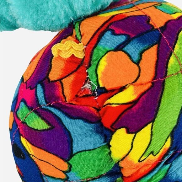VTG Ace Novelty 10" Green Turtle Plush Colorful Shell Tongue Out Carnival Prize - Picture 9 of 9